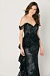 Cameron Blake CB791 Asymmetric Peplum Off-The-Shoulder Dress