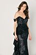 Cameron Blake CB791 Asymmetric Peplum Off-The-Shoulder Dress