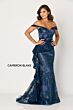 Cameron Blake CB791 Asymmetric Peplum Off-The-Shoulder Dress