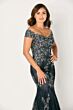Cameron Blake CB792 Off-The-Shoulder Godet Skirt Dress