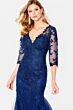 Cameron Blake 220644 Sheer Sleeve Keyhole Back Dress