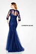 Cameron Blake 220644 Sheer Sleeve Keyhole Back Dress
