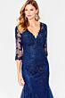 Cameron Blake 220644 Sheer Sleeve Keyhole Back Dress