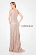 Cameron Blake 221682 V-Neck Beaded Waist Lace Dress