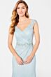 Cameron Blake 221682 V-Neck Beaded Waist Lace Dress