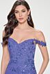 Cameron Blake CB211 Off-The-Shoulder Lace Applique A-Line Dress