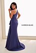 Cameron Blake CB822 One-Shoulder Draped Applique Bodice Dress
