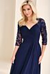 Cameron Blake CB824 Illusion Sleeve Queen Anne Neck Dress