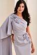 Cameron Blake CB826 One-Shoulder Cape Sleeve Draped Dress