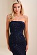 Cameron Blake CB835 Back Slit Beaded Strapless Dress