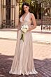 LaDivine CD412 Plunging Halter Neckline Ruched Dress