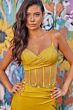 Colette CL5104 Jeweled Waist Sheer Bodice Dress