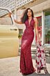 Colette CL5115 Plunging Halter Sequin Dress
