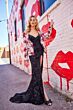 Colette CL5119 High Slit Floral Velvet Dress