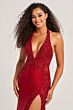 Colette CL5206 Plunging Halter Front Slit Dress