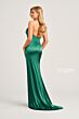 Colette CL5284 High Slit Pleated Bodice Dress
