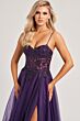 Colette CL8280 Lace Corset Slit Skirt Glitter Dress