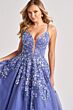 Colette CL8420 Plunging Neckline Floral Appliques Dress