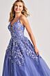 Colette CL8420 Plunging Neckline Floral Appliques Dress