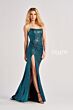 Colette CL8490 Ruched Waist Strapless Metallic Dress