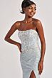 Colette CL8595 Strapless Corset Metallic Lace Dress