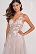 Colette CL2003 Floral Appliques Front Slit Dress
