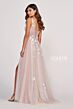 Colette CL2003 Floral Appliques Front Slit Dress