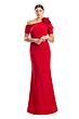 Alexander by Daymor 1762 Rosette Sleeve Asymmetrical Neck Dress