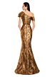 Alexander by Daymor 3050 Asymmetric Bow Neck Brocade Mermaid Dress
