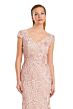 Alexander by Daymor 3061 V-Neck Cap Sleeve Applique Dress