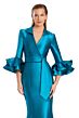 Alexander by Daymor 3087 Collared V-Neck Ruffle Sleeve Dress