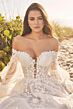 Martin Thornburg MT3203 Fleur Bishop Sleeve Plunging Top Wedding Dress