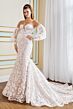 Martin Thornburg MT9115 Sunflower Sheer Sleeve Overskirt Bridal Dress