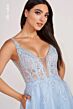 Ellie Wilde EW34105 Sheer Bodice Open Back Dress