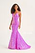 Ellie Wilde EW34016 Lace-Up Back Sequin Dress