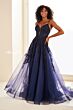 Ellie Wilde EW34036 Corset Bodice Embroidered Dress