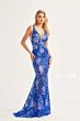 Ellie Wilde EW34040 Sheer Skirt Plunging Neck Dress