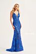 Ellie Wilde EW34040 Sheer Skirt Plunging Neck Dress