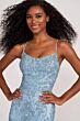 Ellie Wilde EW34045 Lace-Up Back Glitter Dress