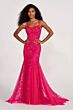 Ellie Wilde EW34045 Lace-Up Back Glitter Dress