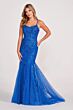 Ellie Wilde EW34045 Lace-Up Back Glitter Dress