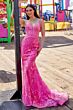 Ellie Wilde EW35013 Plunging Neck Glitter Embroidery Dress