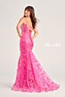 Ellie Wilde EW35013 Plunging Neck Glitter Embroidery Dress