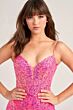 Ellie Wilde EW35013 Plunging Neck Glitter Embroidery Dress