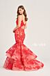 Ellie Wilde EW35038 Layered Skirt Beaded Lace Dress