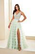 Ellie Wilde EW35059 Ruffle Skirt Floral Bodice Dress