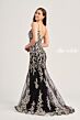 Ellie Wilde EW35071 Plunging Neck Beaded Lace Dress
