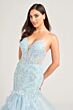 Ellie Wilde EW35080 Floral Skirt Sheer Corset Dress