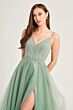 Ellie Wilde EW35088 Slit Skirt Beaded Bodice Dress