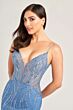 Ellie Wilde EW35098 Sheer Bodice Open Back Dress